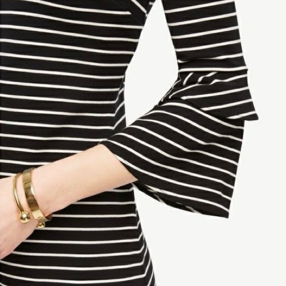 Ann Taylor Striped Ponte Flare Sleeve Dress | Size Small - Picture 8 of 12
